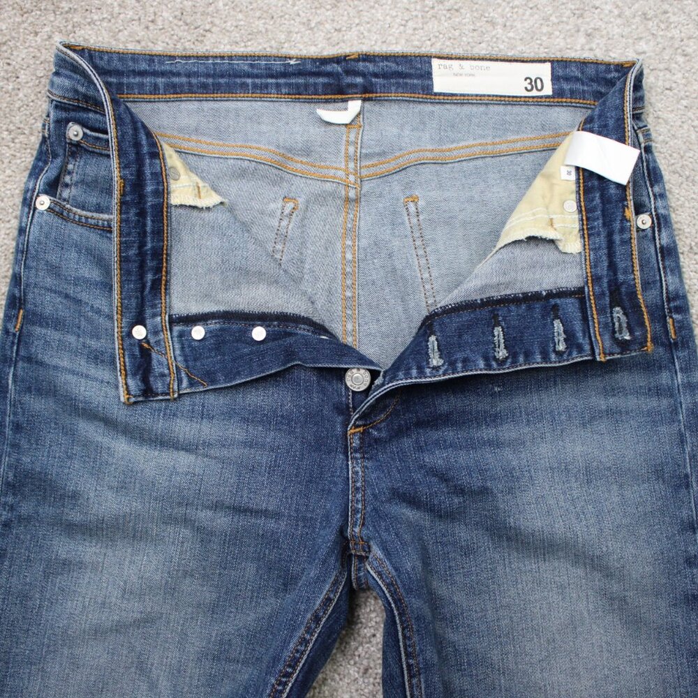 Rag & Bone Jeans Womens 30x30 Blue Nina High-Rise Skinny Button Fly Raw Hem - Picture 8 of 12